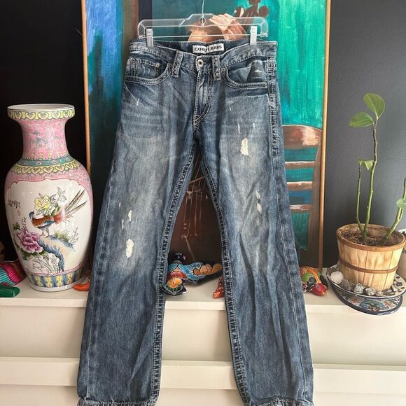 Y2K Express Men's Relaxed Jeans - Distressed Blue 30 x 30 - Picture 2 of 16